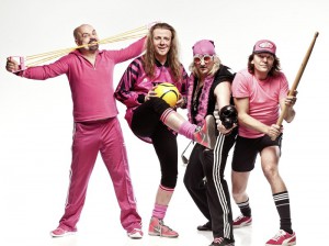 J.B.O.sorgen für die musikalsiche Umrahmung daes Basktball-Knüllers Bamberg vs Real Madrid in der Arena Nürnberger Versicherung