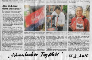 Prominenten-Fußball-Umfrage zu, 260. Derby zwschendem Club und fürth, erschienen am 26. Februar imSchwabacher Tagblatt