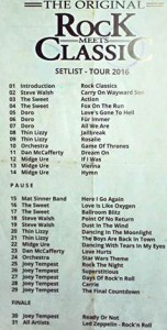Die rock Meets Classic-Tour 2016-Setlist