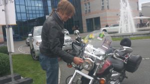 Kontertveranstalter Peter Harasim (Concertbüro Franken) kam mit dem Motorrad zu RIP 2016. Foto Hertlein