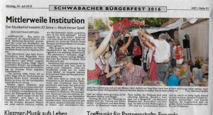 20 Jahre Musikerhof beim Bürgerfest - ST -Ausgabe vom 25. Juli 2016