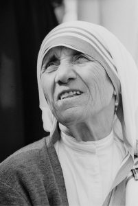 Mutter Theresa, fotografeirt vom Schwabcher Landtagsabgeordneten Karl Freller 1990 beim kirchentag in berlin. Fotos: Karl "Charlie" Freller